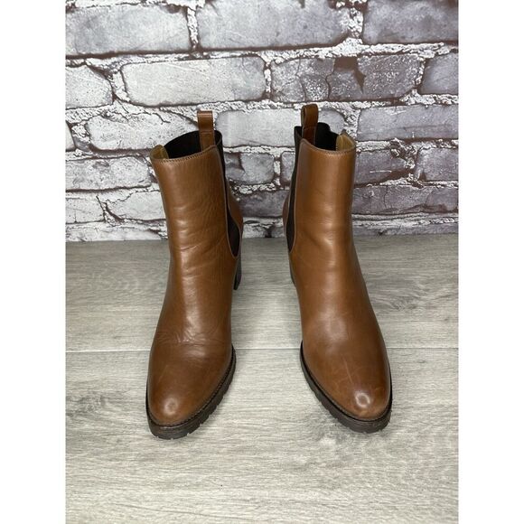 Sartore Paris Brown Leather Ankle Chelsea Vibram Heel Booties Women’s 38EU/7M US - Picture 2 of 16